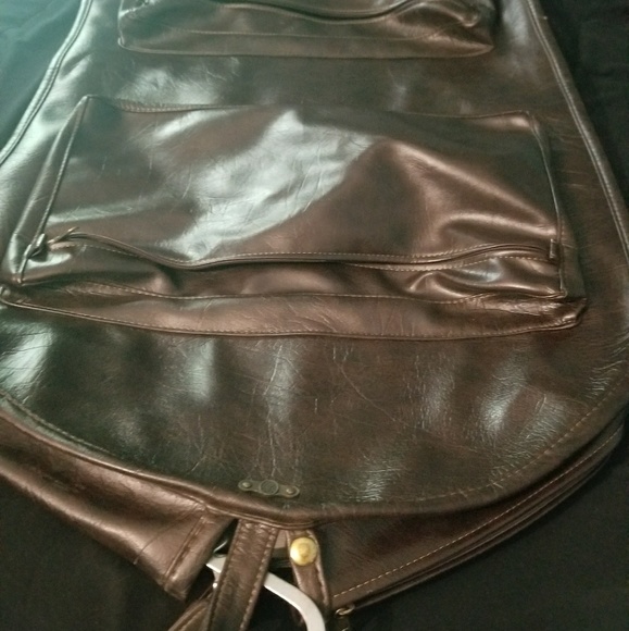 Mens YKK brown leather suit bag with pockets - Picture 4 of 4
